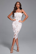 Esme Midi Dress - Strapless - Lace Detailing - Fitted Silhouette - Versatile