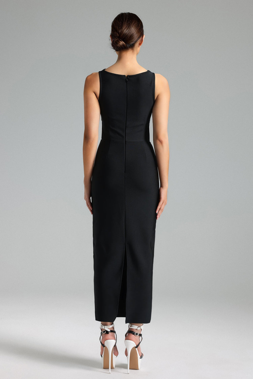 Willow Midi Dress - Cut Out - Floral Detailing - Fitted Silhouette - Captivating Neckline - Sophisticated Length