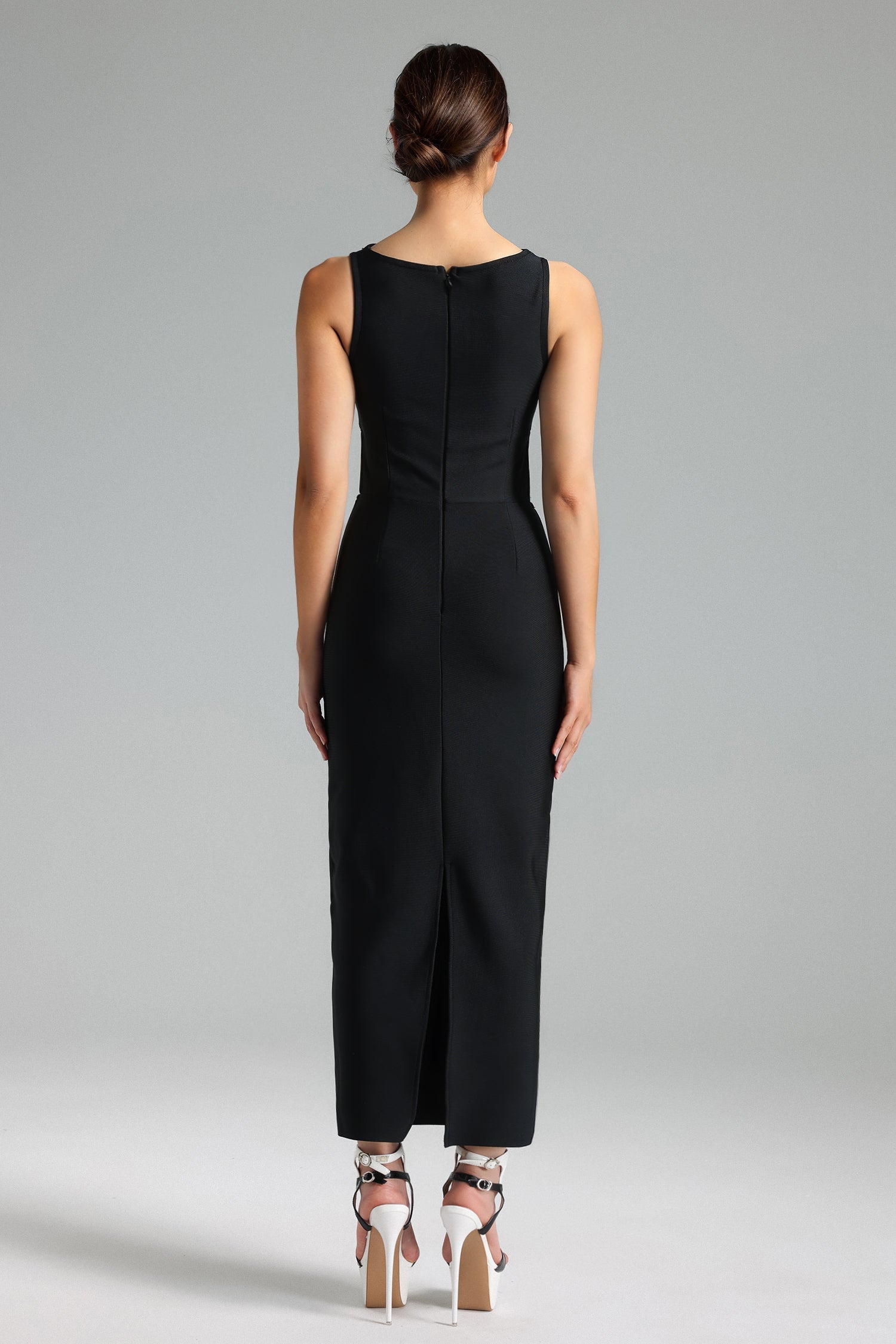 Willow Midi Dress - Cut Out - Floral Detailing - Fitted Silhouette - Captivating Neckline - Sophisticated Length