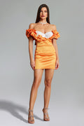 Mariateresa Mini Dress - Off-Shoulder Neckline - Puff Sleeves - Diamante Embellishments - Figure-Hugging Fit - Mini Length