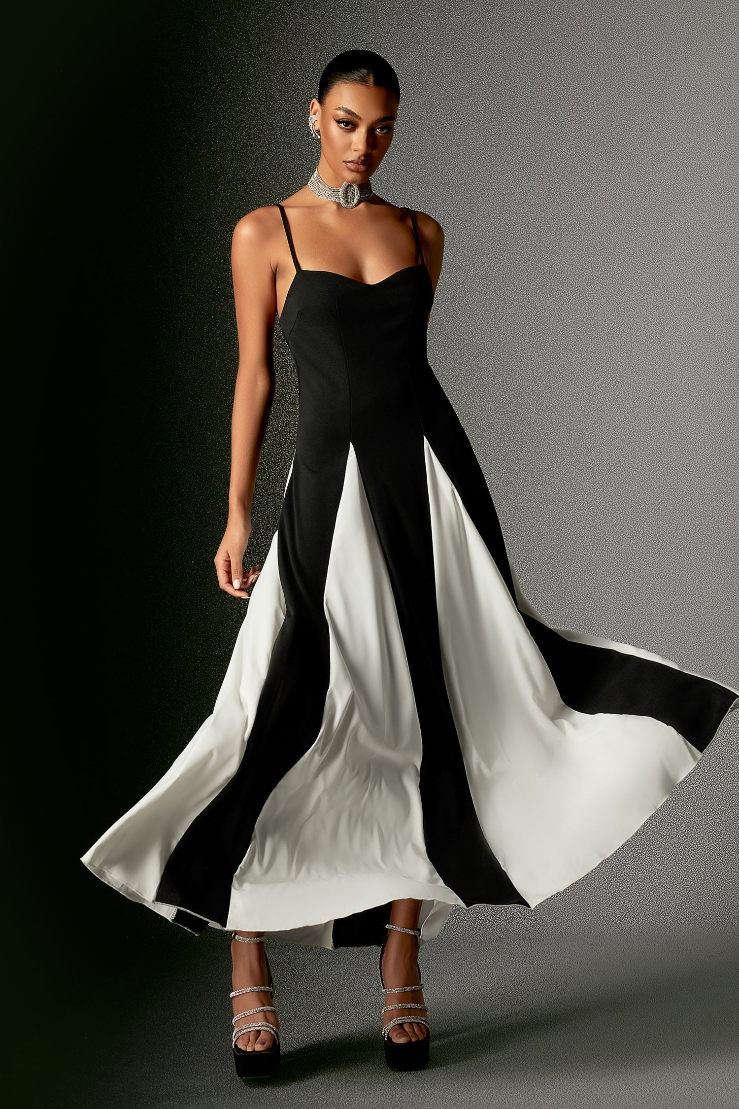 Gwendolyn Midi Dress - Unique Patchwork - Neckline - Flowing Midi Length - Comfortable Draping - Versatile