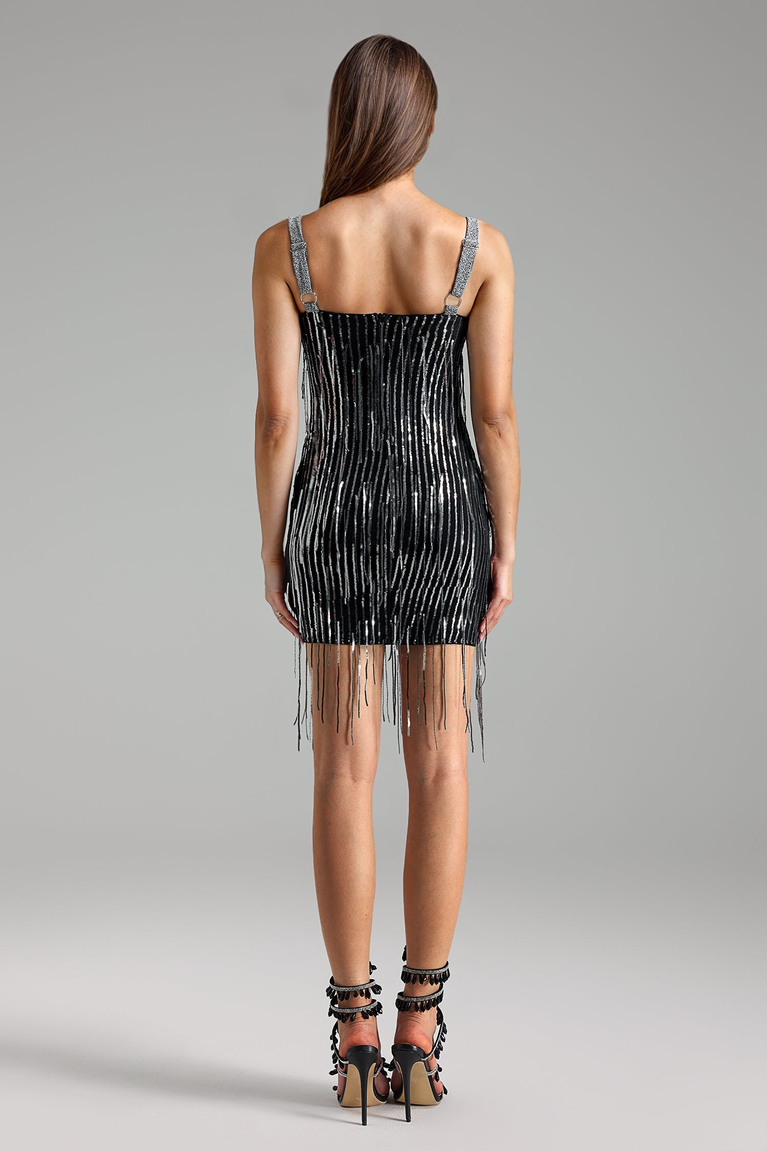 Margherita Embellished Tassel Mini Dress - Intricate Detailing - Tailored Fit - V-Neckline - Playful Tassels - Luxurious Fabric