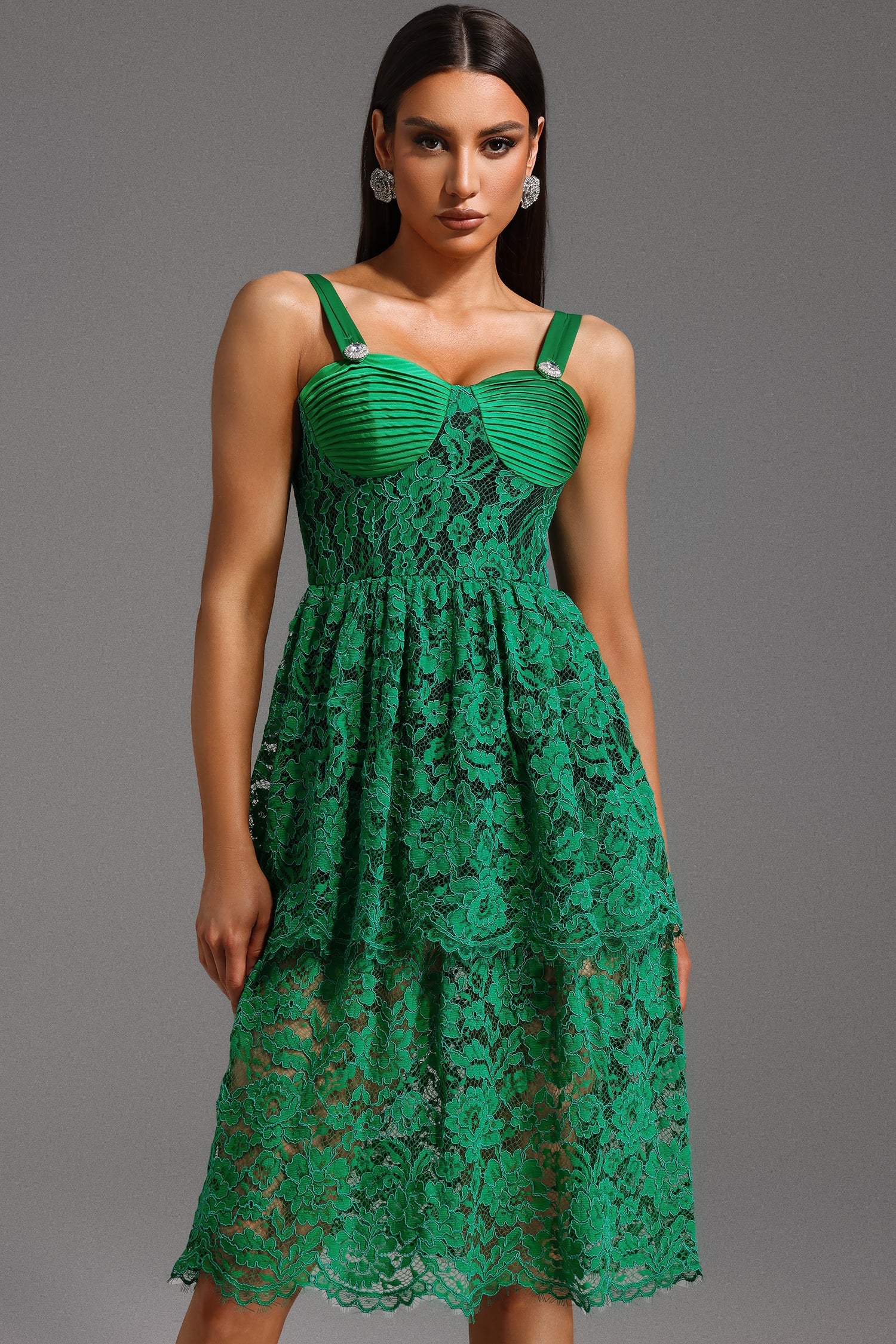 Malaya Mini Dress - Intricate Lace Detailing - Pleated Bodice - Feminine Silhouette - Open Back - Versatile Statement