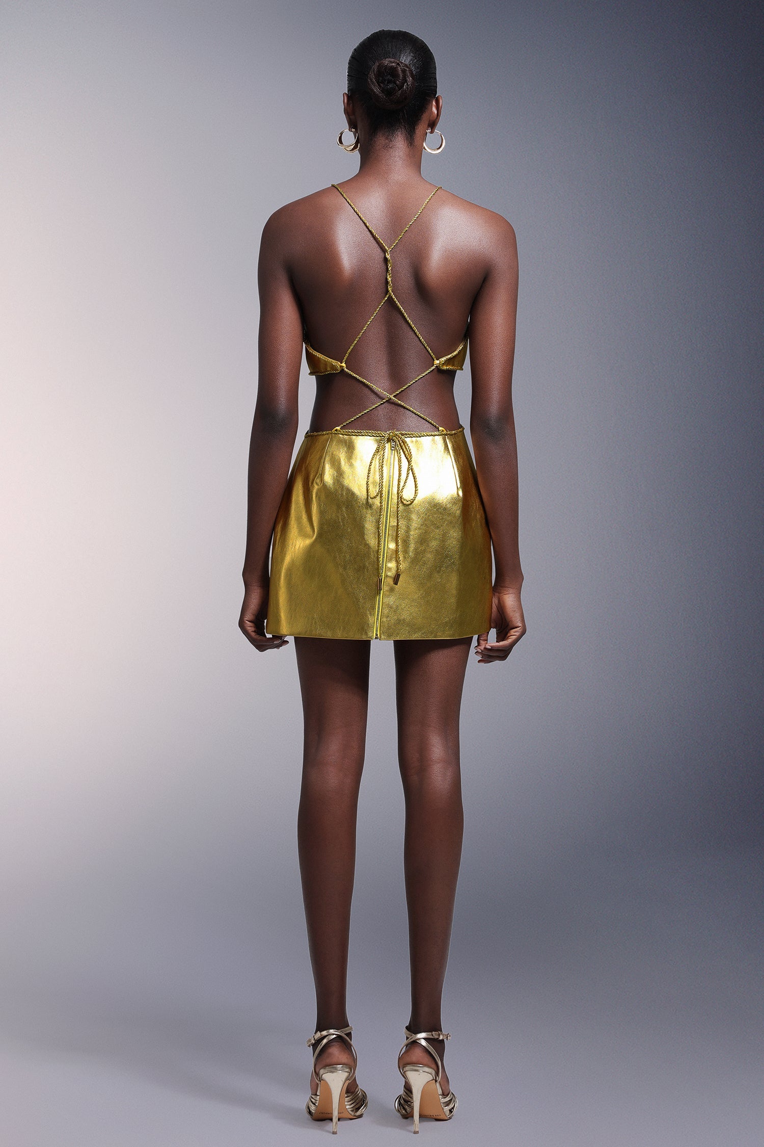 Makayla Makayla Mini Dress - Metallic Pu Fabric - Fine Surface Craftsmanship