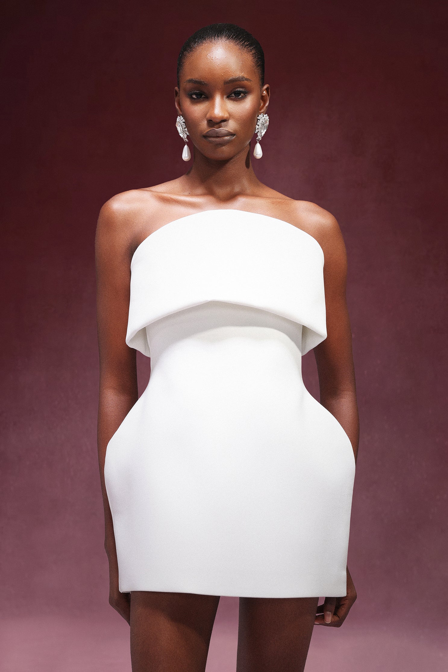 Sofia Mini Dress - Strapless - Sleeveless - Fitted Silhouette - Luxurious Fabric - Versatile Styling