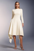 Palma Midi Dress - Unique Silhouette - High Neckline - Long Sleeves - Soft Fabric - Waist Detailing