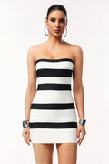 Myla Mini Dress - Strapless Neckline - Striped Pattern - Flattering Fit - High-Quality Materials - Head-Turning