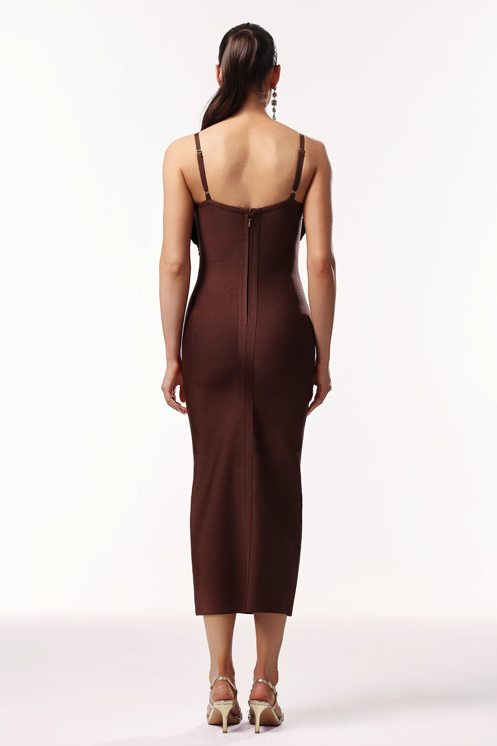 Natalia Midi Dress - Sleeveless V-Neck - Flower Bandage - Feminine Silhouette - Floral Detailing - High-Quality Comfort