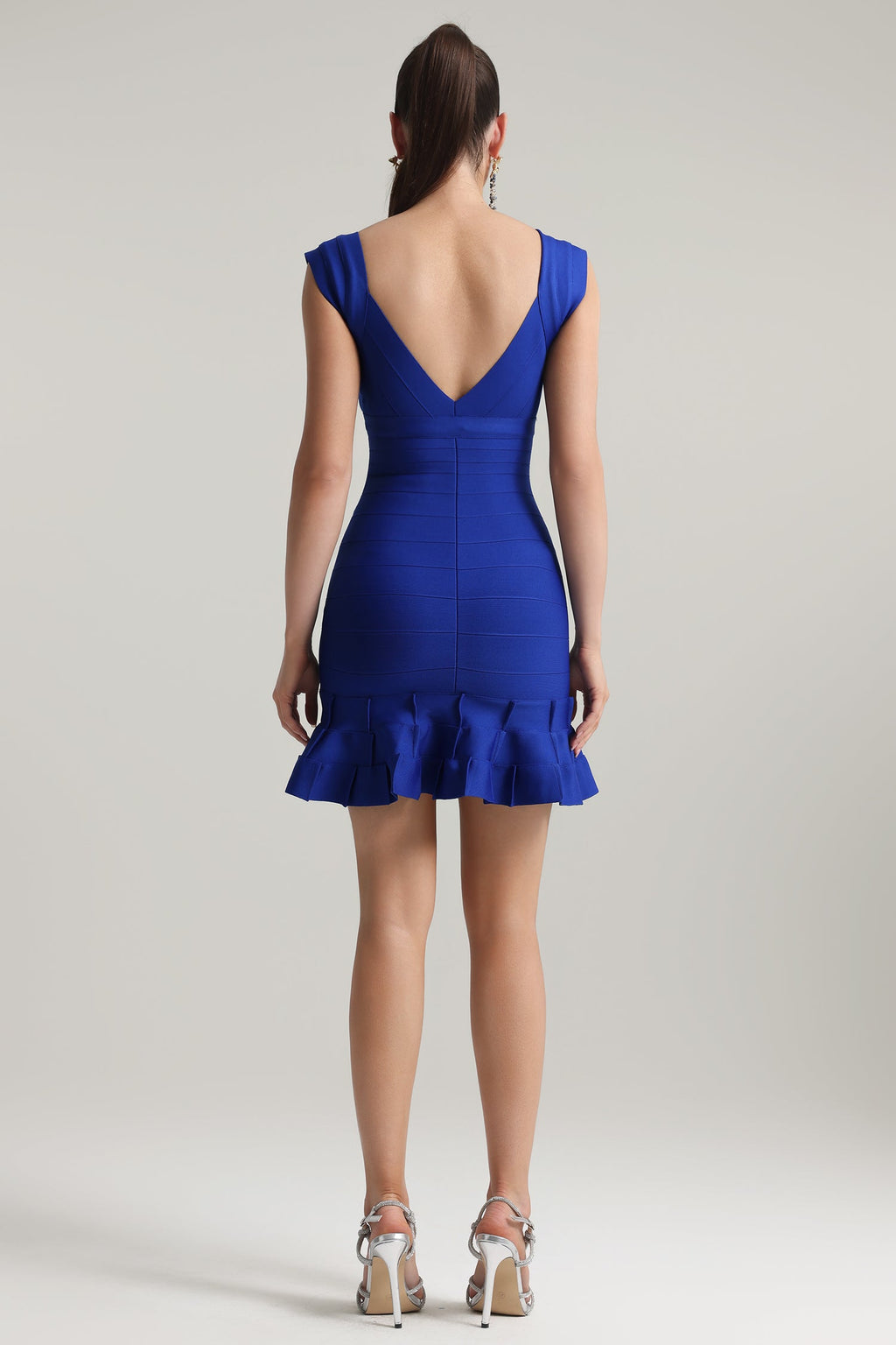 Isabella Mini Dress - Form-Fitting Silhouette - Deep V Neckline - High-Quality Bandage Material - Ruffled Hemline - Captivating