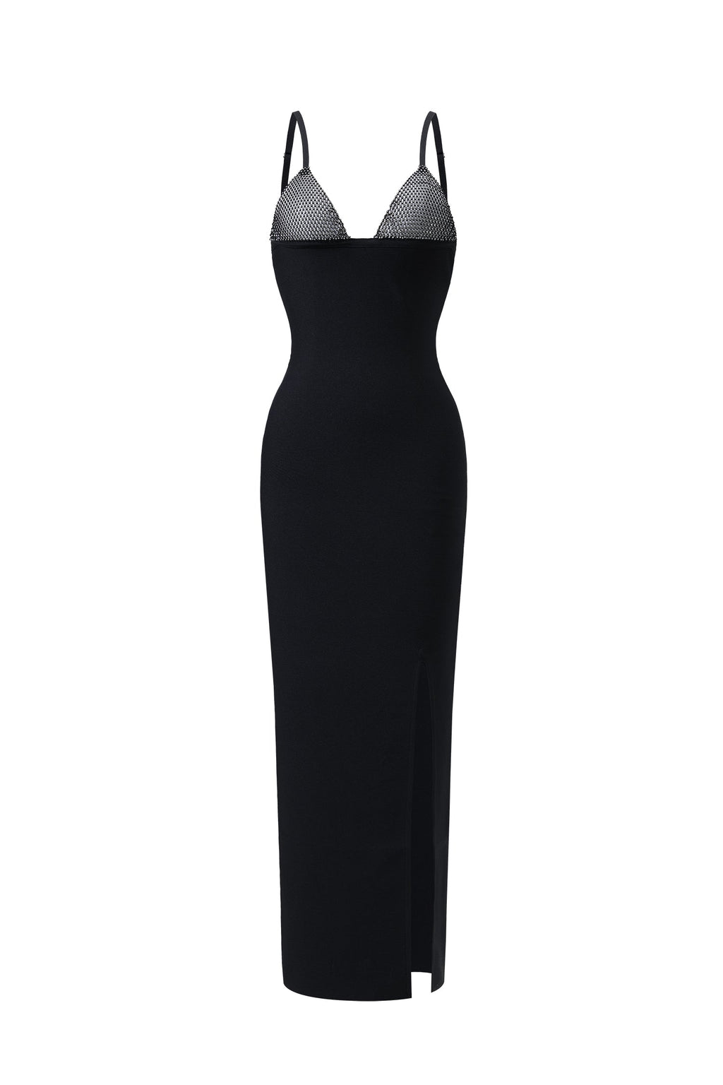 Haven Midi Dress - Barbie Diamonate - Bandage - Thigh-High Slit - Shimmering Accents - Adjustable Straps