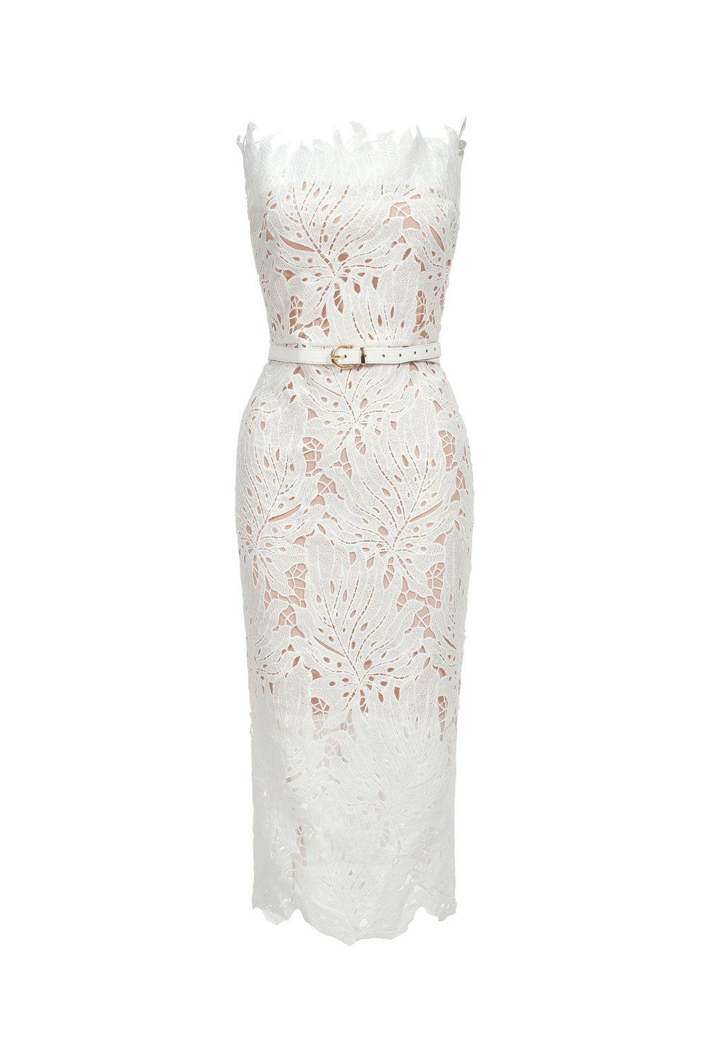 Esme Midi Dress - Strapless - Lace Detailing - Fitted Silhouette - Versatile