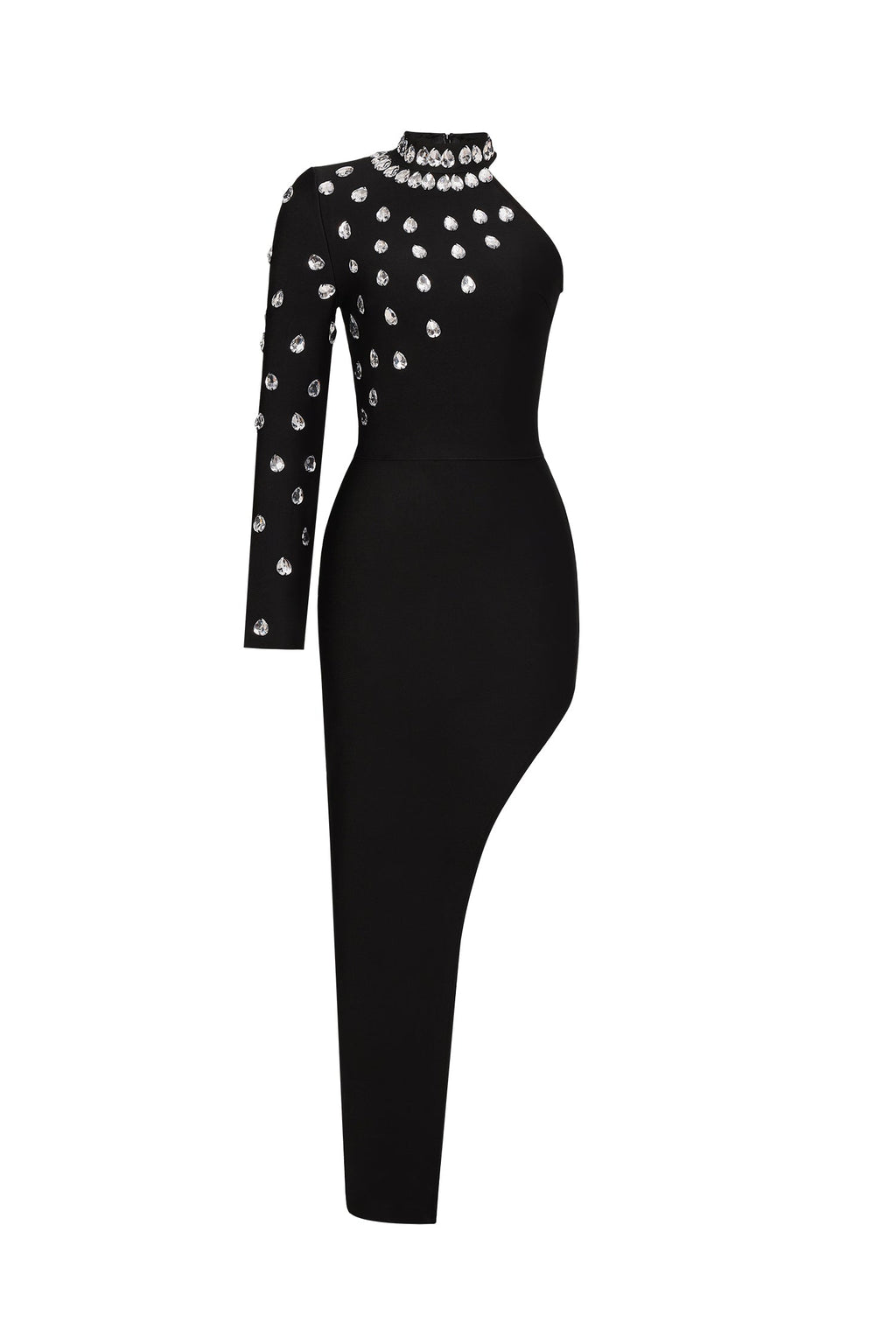 Penelope Midi Dress - One Shoulder Silhouette - Diamante Detailing - Flattering Fit - Sophisticated Neckline - Modern Twist