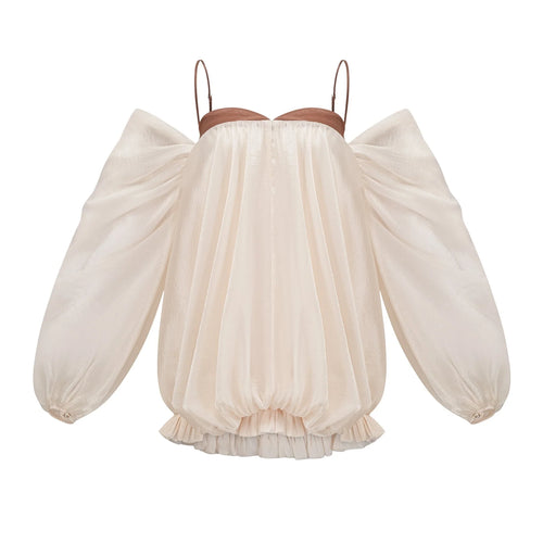 Adalgisa Mini Dress – Bell Sleeves – Pleated Design – Ruffled Trim