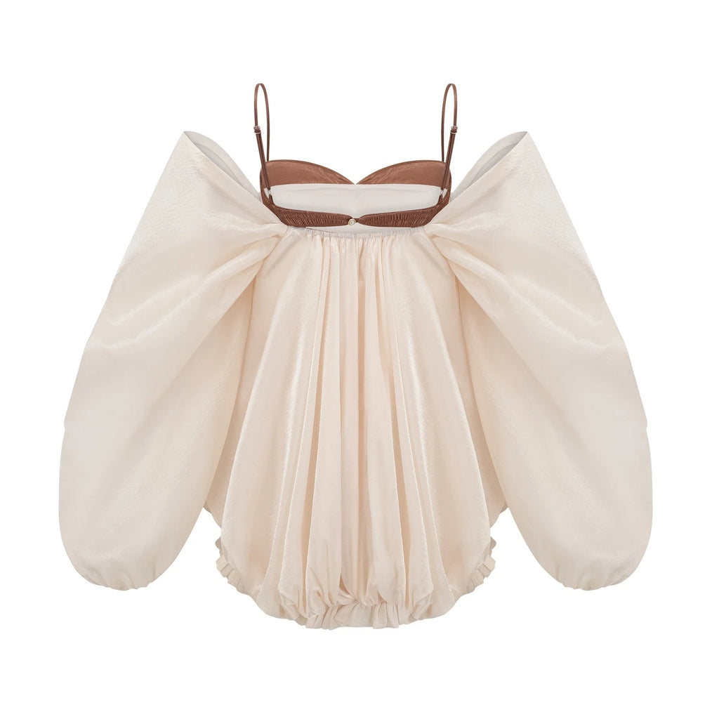 Adalgisa Mini Dress – Bell Sleeves – Pleated Design – Ruffled Trim