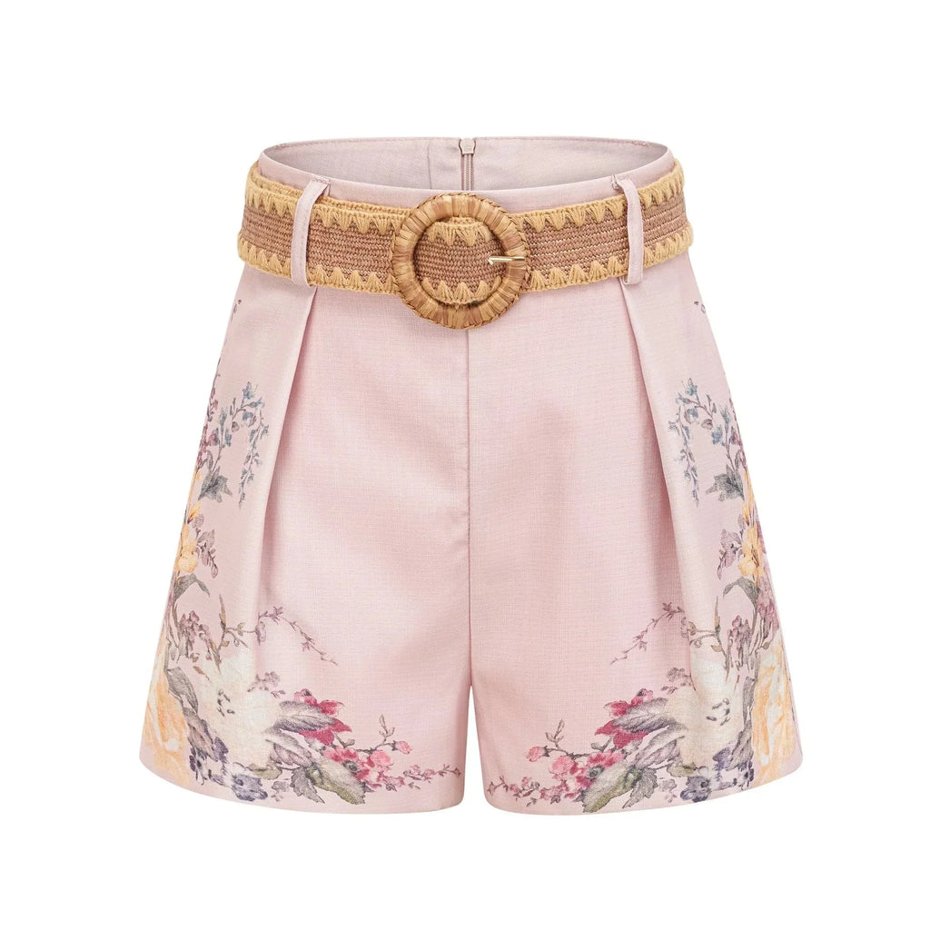 Adalyn Shirt & Shorts - Puff Sleeves - High Neck - Placement - Elastic Waistband