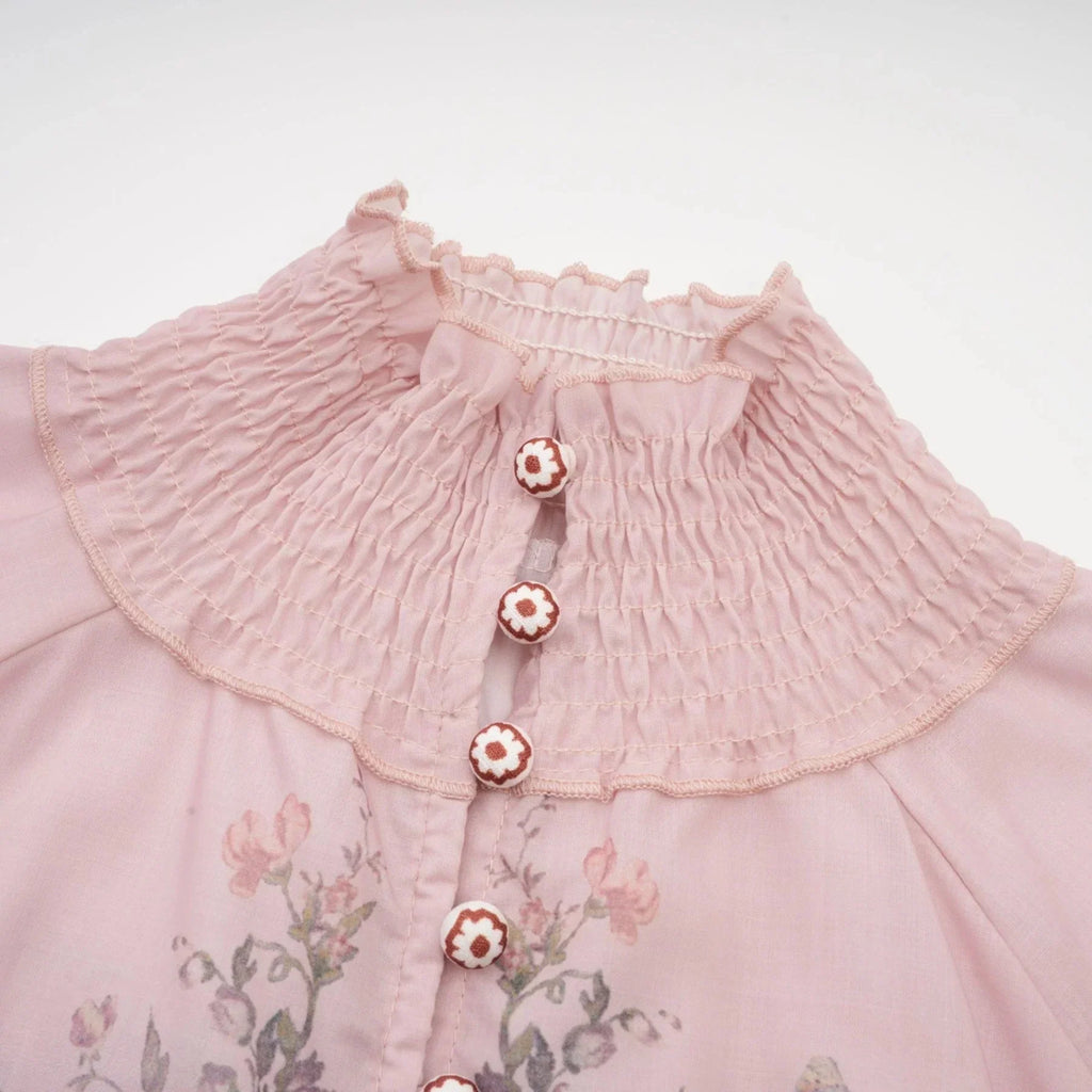 Adalyn Shirt & Shorts - Puff Sleeves - High Neck - Placement - Elastic Waistband
