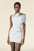 Adalyn White Floral Asymmetrical Mini Dress