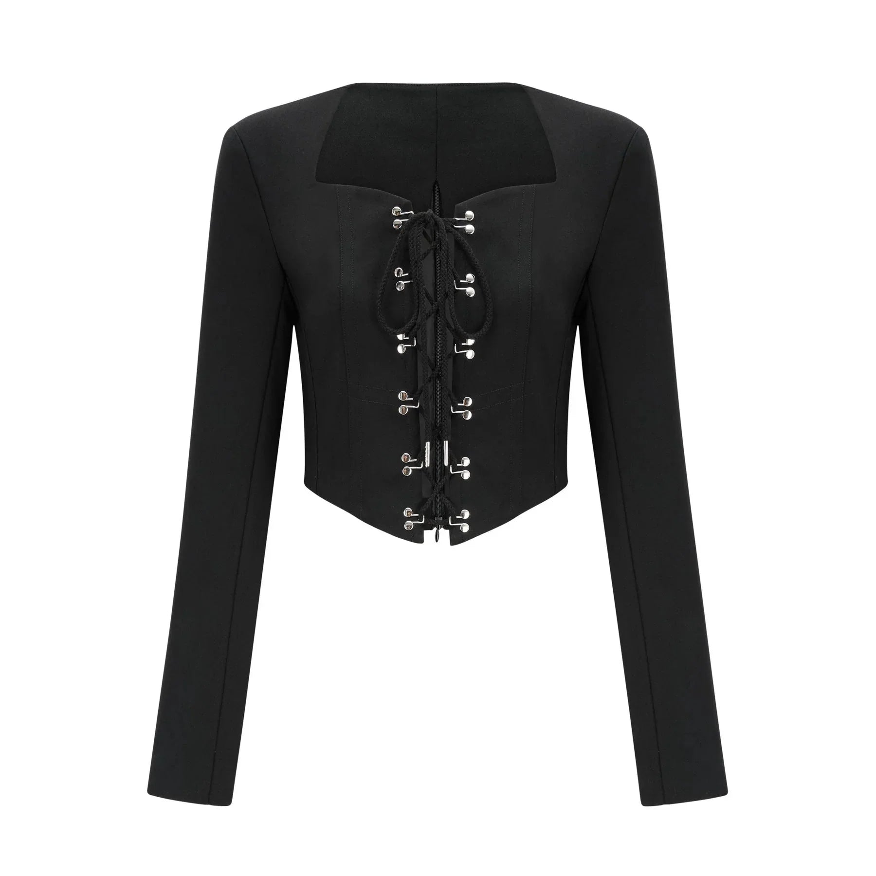 Adelaide Jacket - Corset Style - Long Sleeves - Lace - Up Fastening - Cropped Design