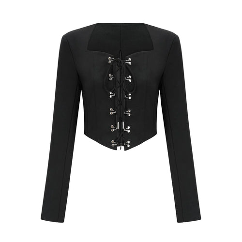 Adelaide Jacket - Corset Style - Long Sleeves - Lace - Up Fastening - Cropped Design