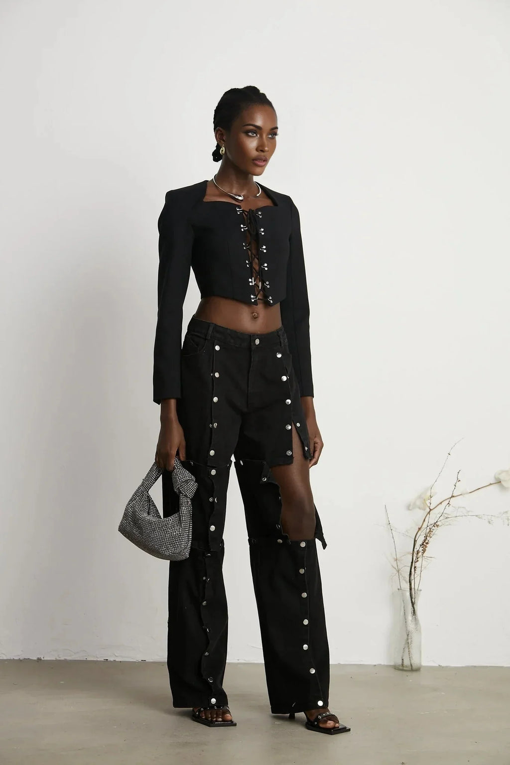 Adelaide Jacket - Corset Style - Long Sleeves - Lace - Up Fastening - Cropped Design
