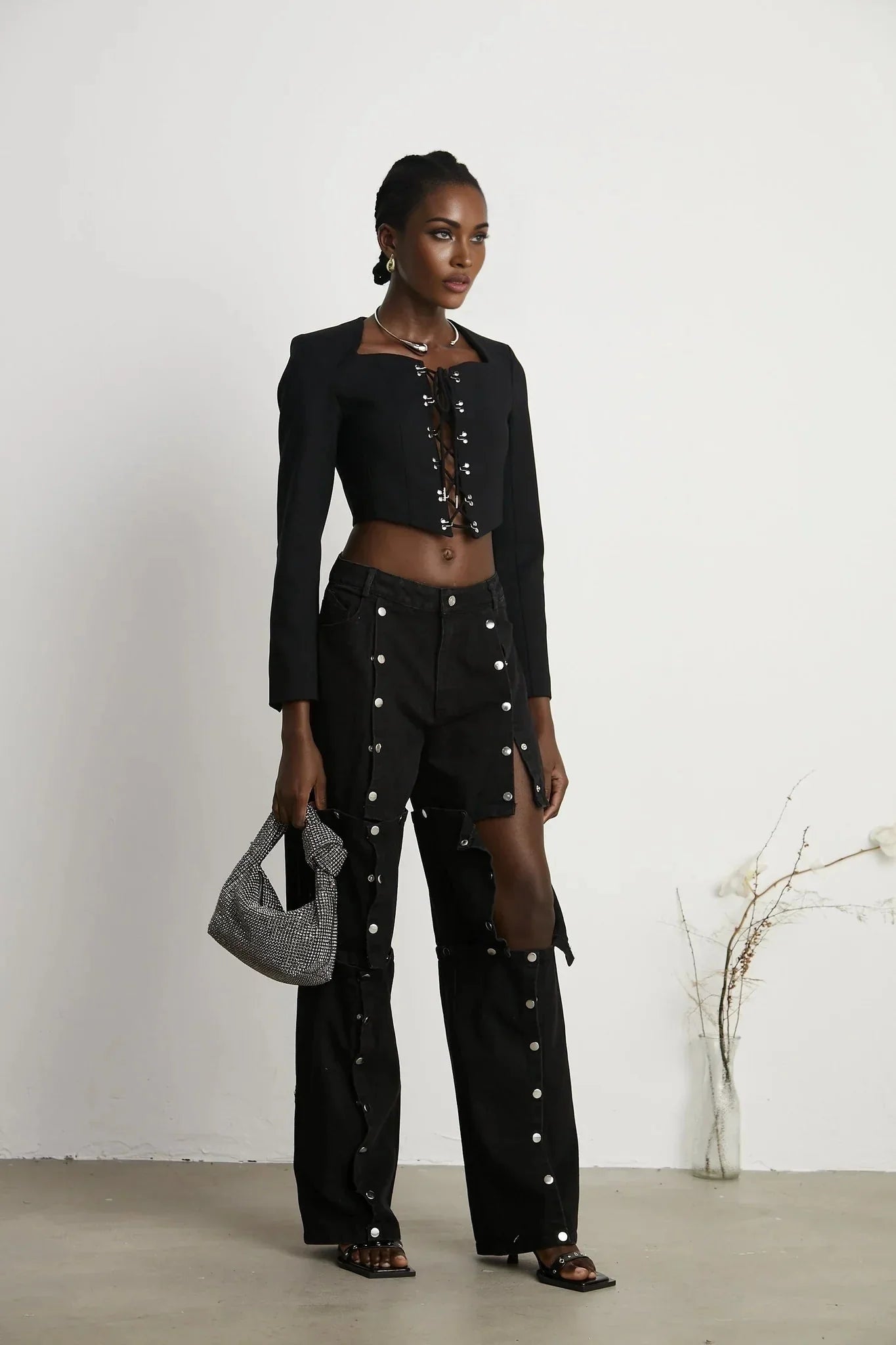 Adelaide Jacket - Corset Style - Long Sleeves - Lace - Up Fastening - Cropped Design