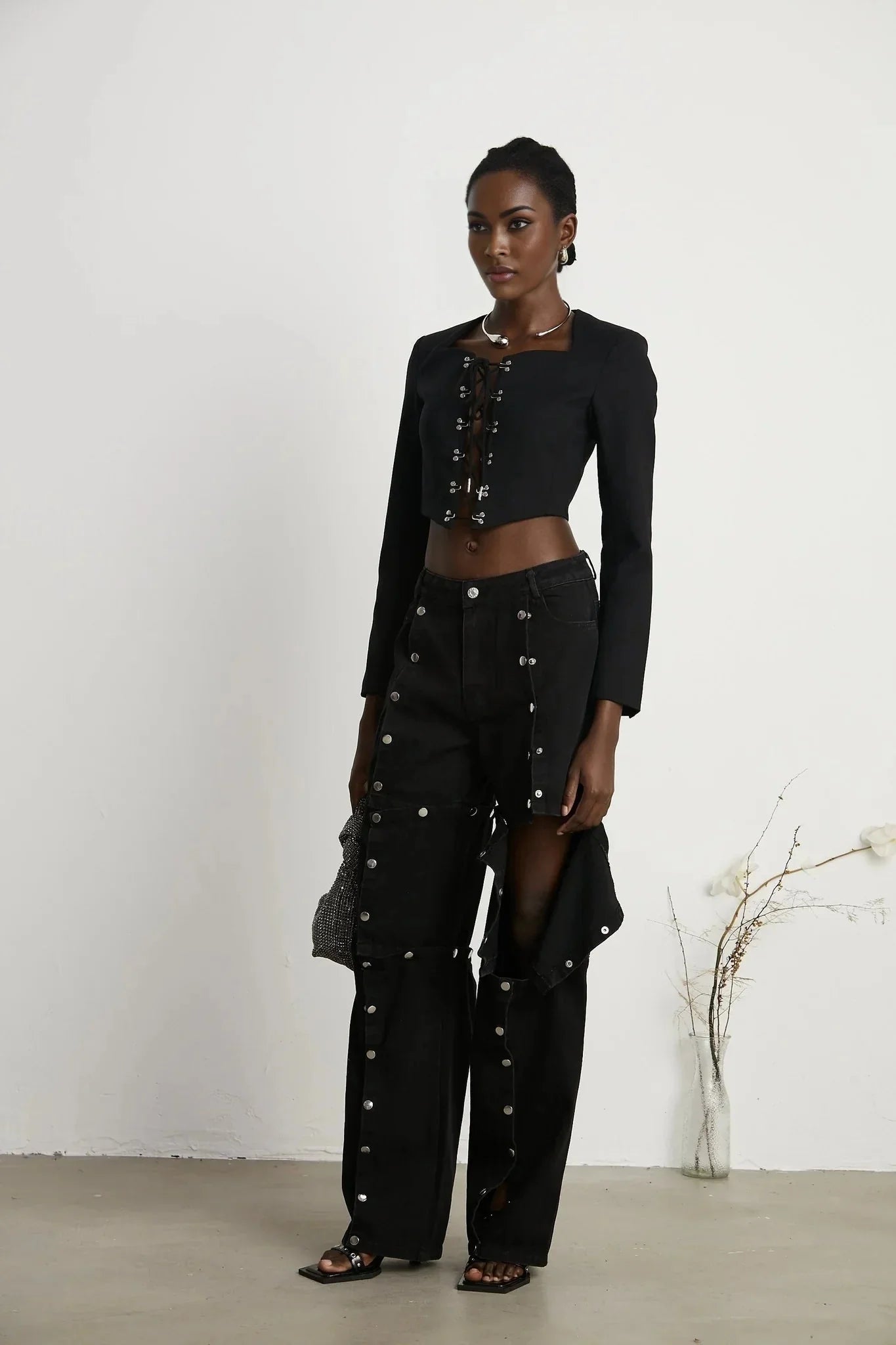 Adelaide Jacket - Corset Style - Long Sleeves - Lace - Up Fastening - Cropped Design