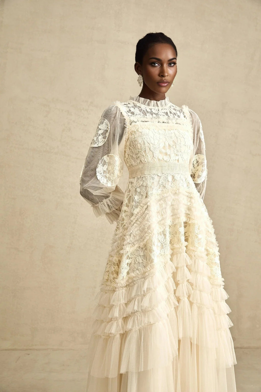 Adelaide Maxi Dress Floral - Embroidered Tulle & Ruffles
