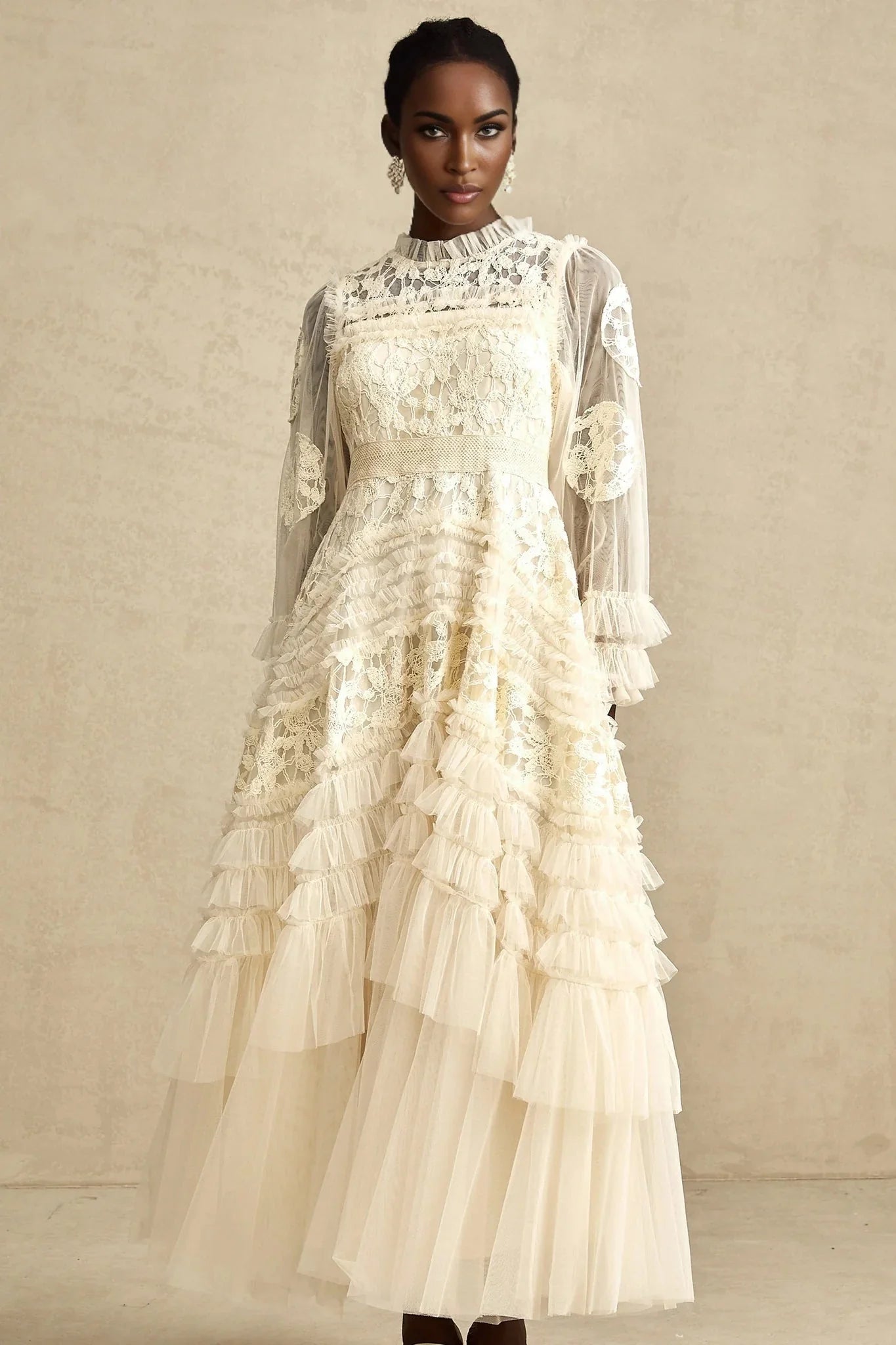 Adelaide Maxi Dress Floral - Embroidered Tulle & Ruffles