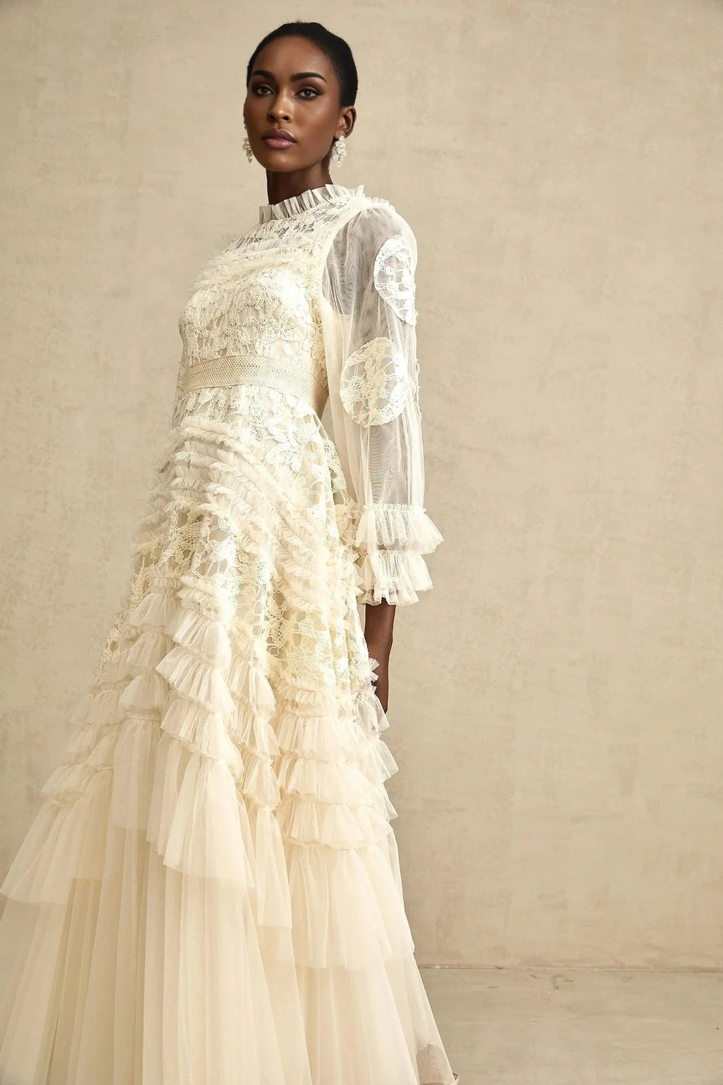 Adelaide Maxi Dress Floral - Embroidered Tulle & Ruffles