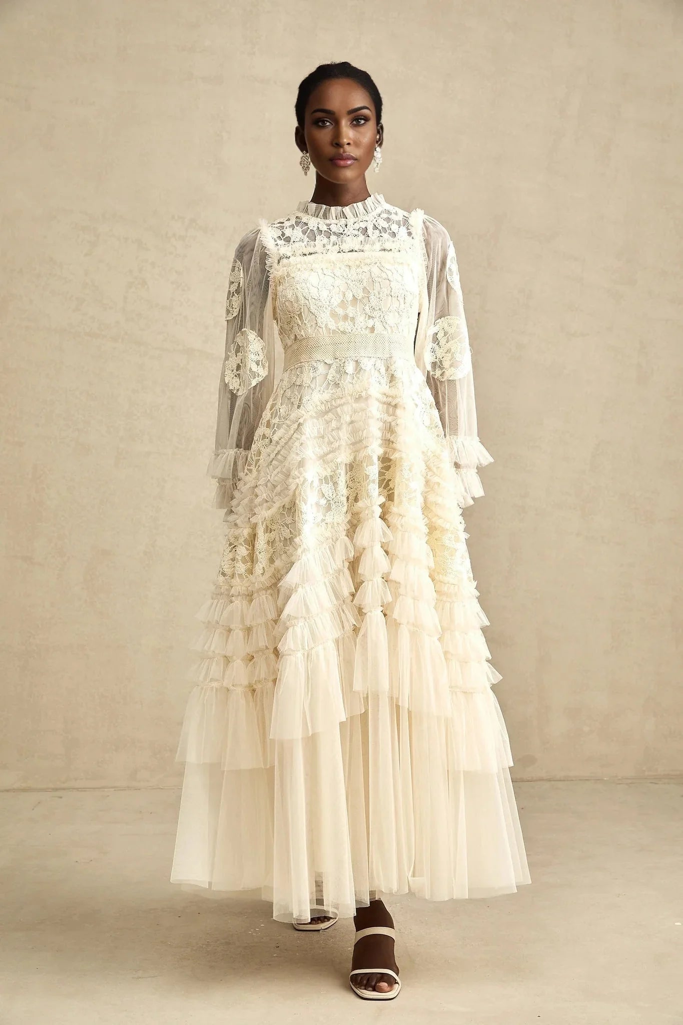 Adelaide Maxi Dress Floral - Embroidered Tulle & Ruffles
