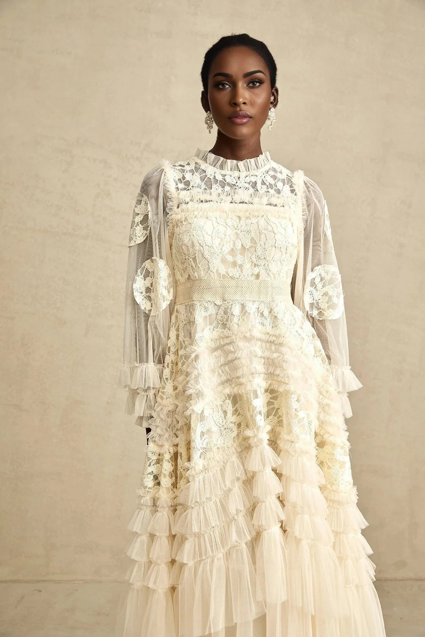 Adelaide Maxi Dress Floral - Embroidered Tulle & Ruffles
