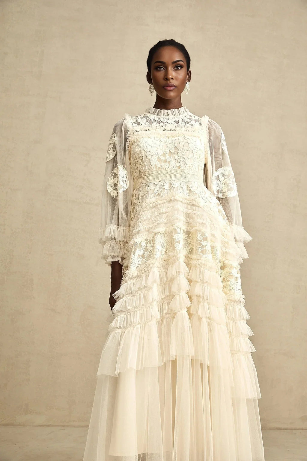 Adelaide Maxi Dress Floral - Embroidered Tulle & Ruffles