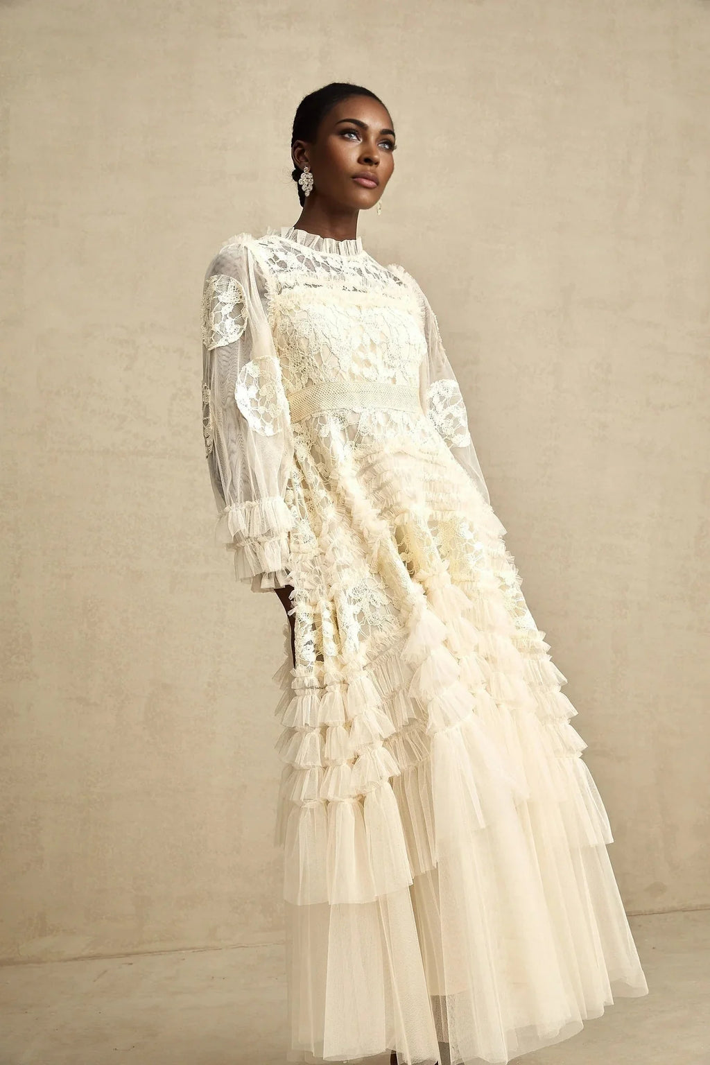 Adelaide Maxi Dress Floral - Embroidered Tulle & Ruffles