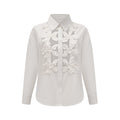 Adelaide Shirt - Lapel - Long Sleeves - 3D - Floral Embellishment - Cut - Out Design