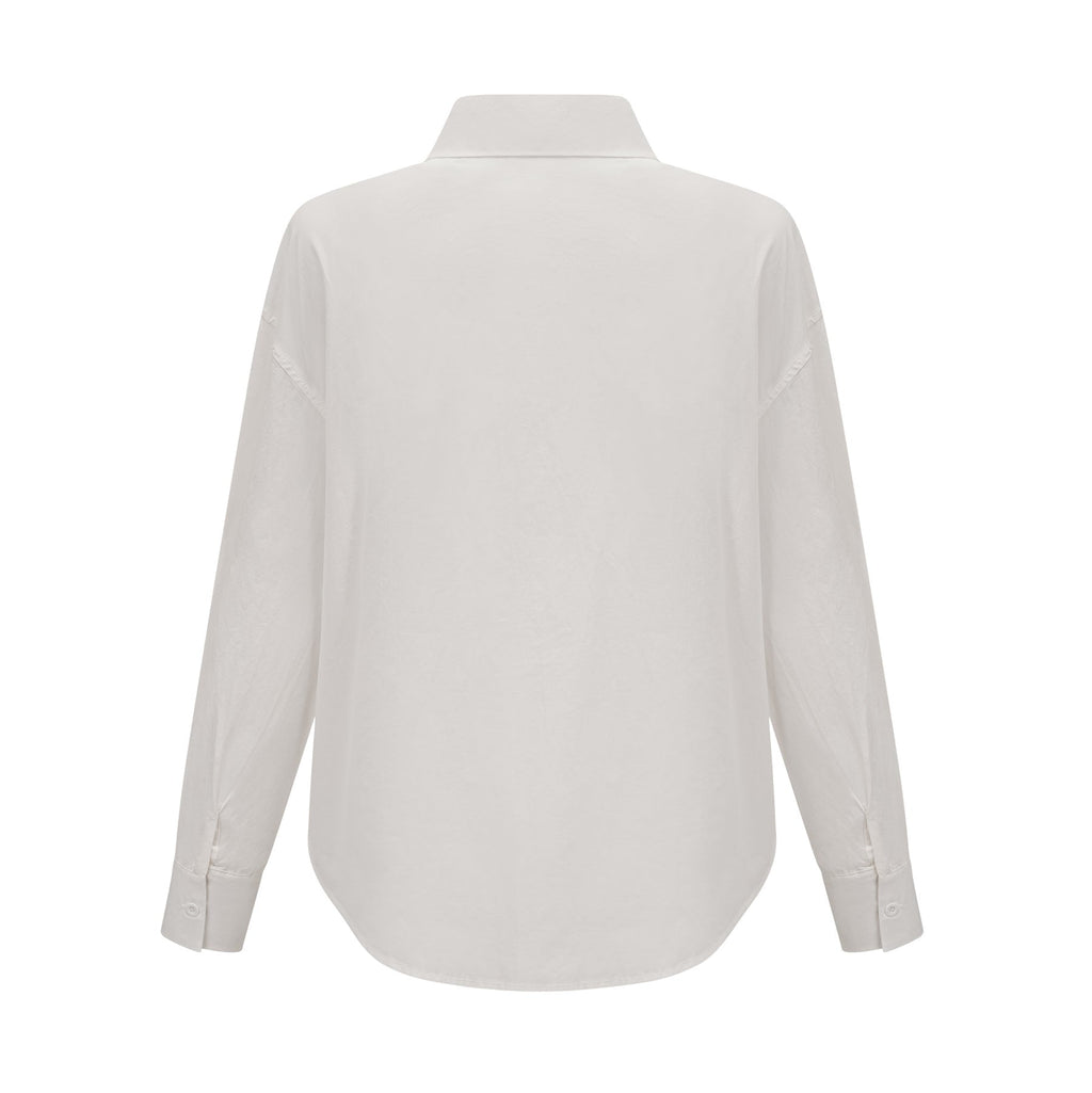 Adelaide Shirt - Lapel - Long Sleeves - 3D - Floral Embellishment - Cut - Out Design