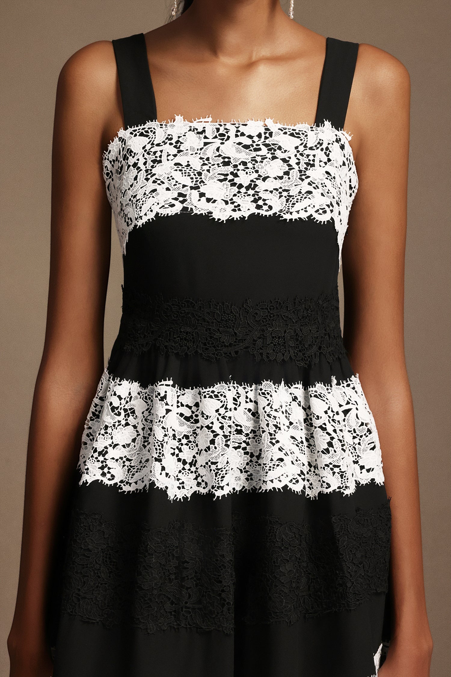 Adele Black Lace Sleeveless Dress with Structured Neckline for Formal Occasions and Chic Gatherings