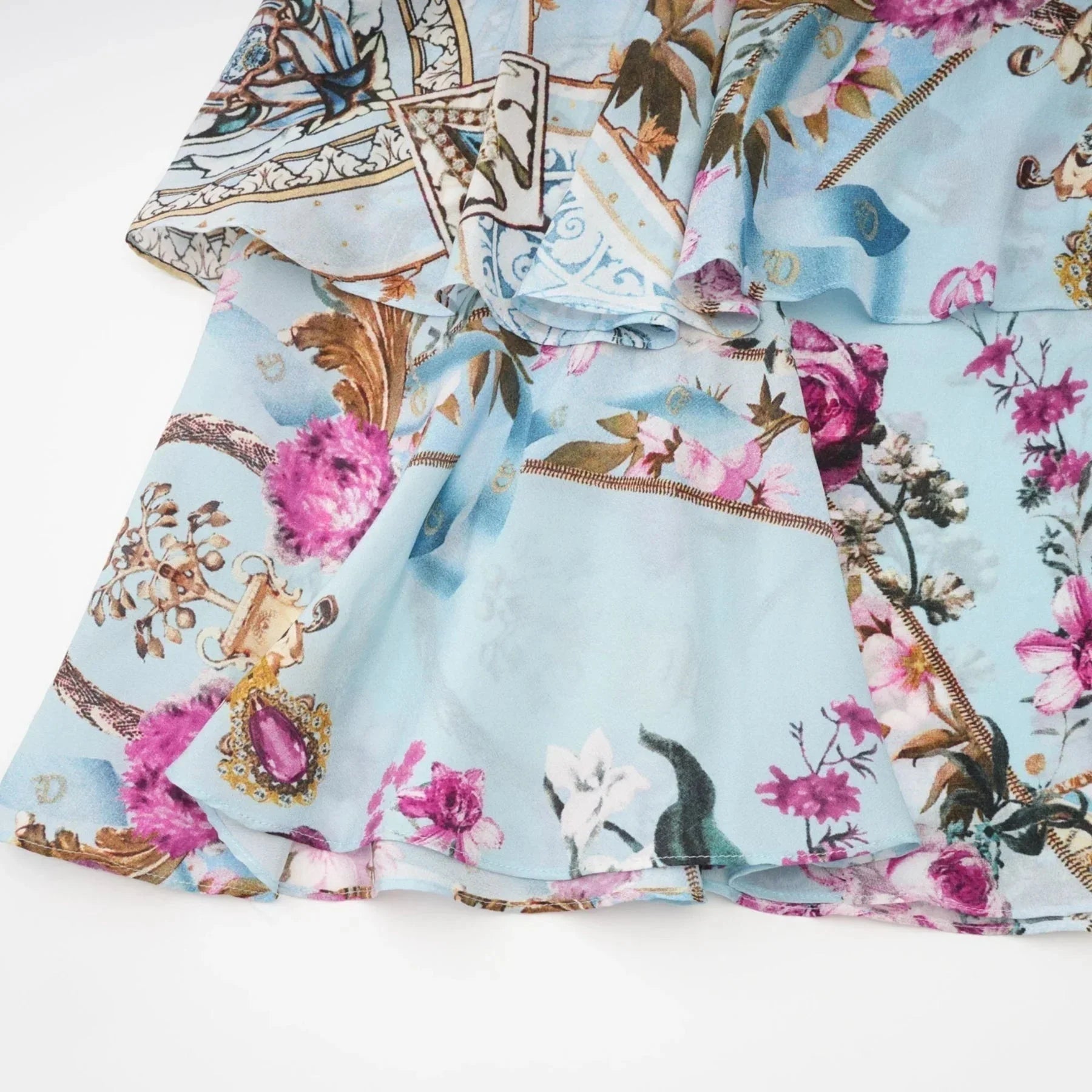 Adelina Floral Midi Dress - Sleeveless - Deep V - Neck - Open - Back - Crystal Embellishment