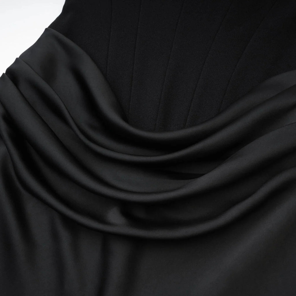 Adelina Maxi Dress - Off the Shoulder - Pleated Design - Flared Hem - Rear Zip Fastening - Elegant Length