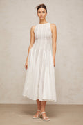 Adelina Midi Dress - Crochet Knit - Puff Skirt - Godet Design - Rear Zip Fastening