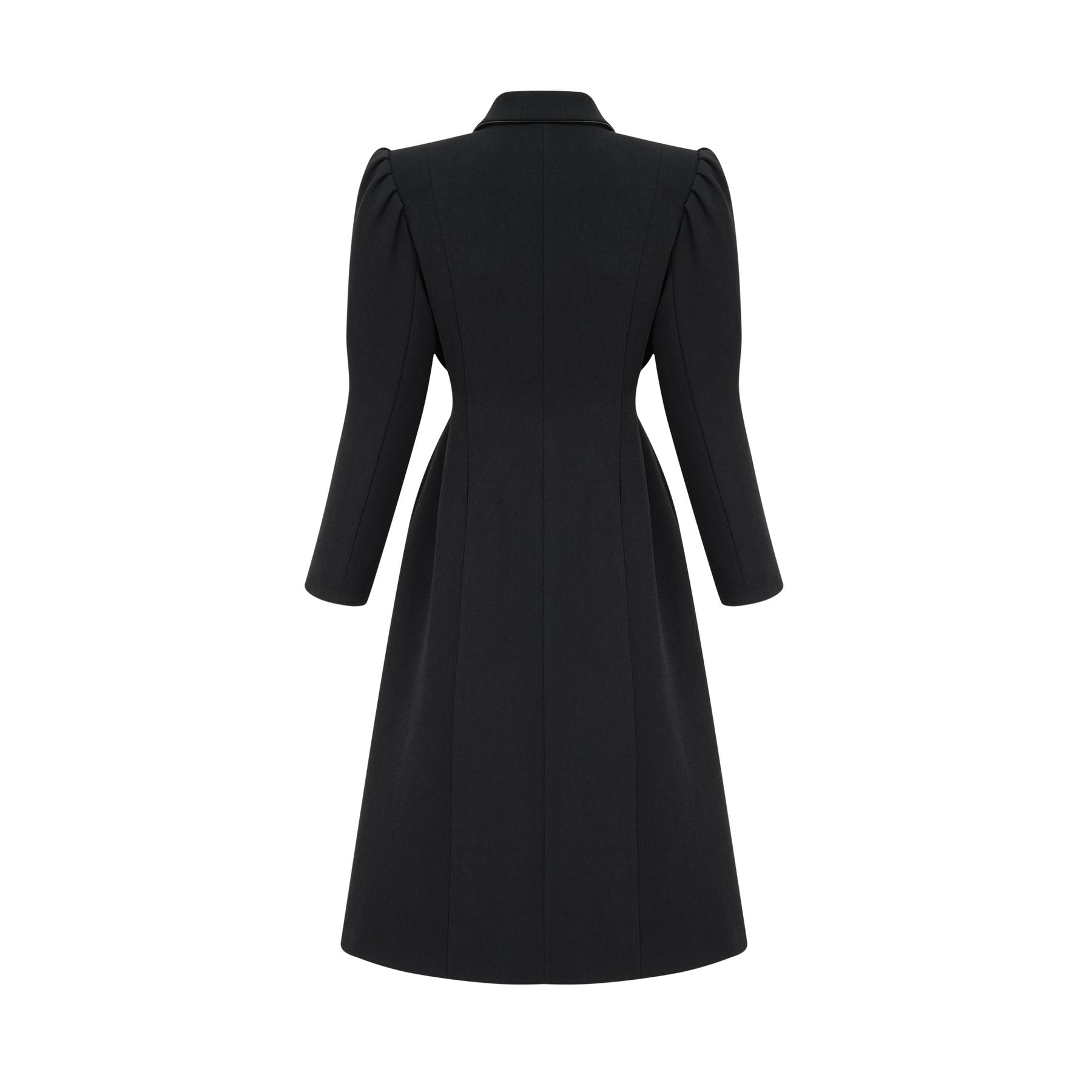 Aëlle Midi Coat - Statement Buttons - Pleated Shoulders - Lapel Collar - Tailored Fit