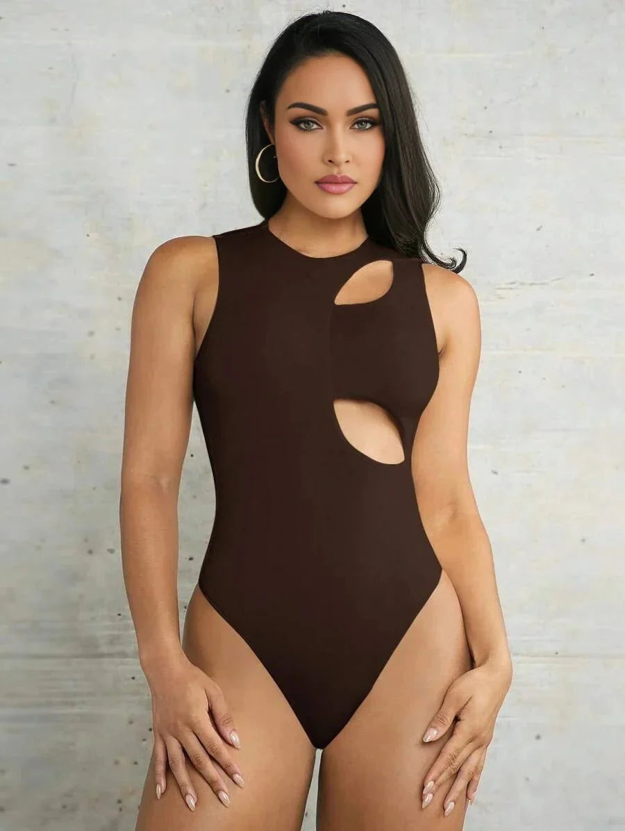 Agata Bodysuit - Slim Fit - Medium Stretch Fabric Elasticity - Casual Style - Sleeveless Length - Forest - Safe Fibers - Cut Out