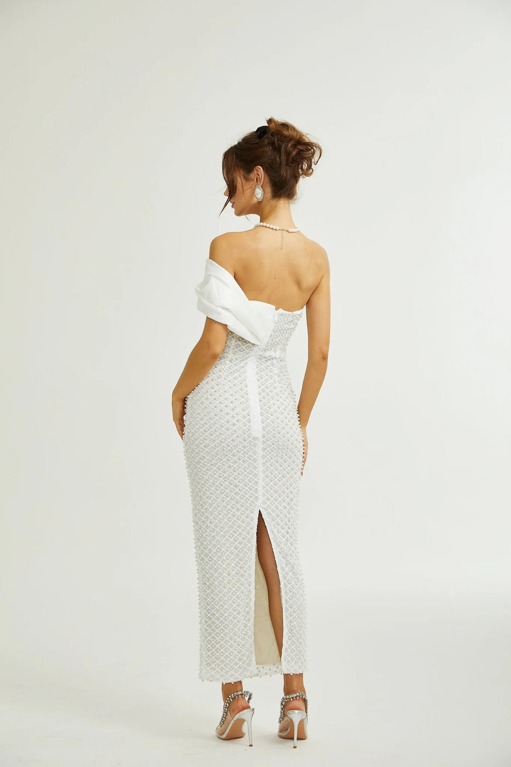 Agata Dress - Off - Shoulder - Midi - Embellished