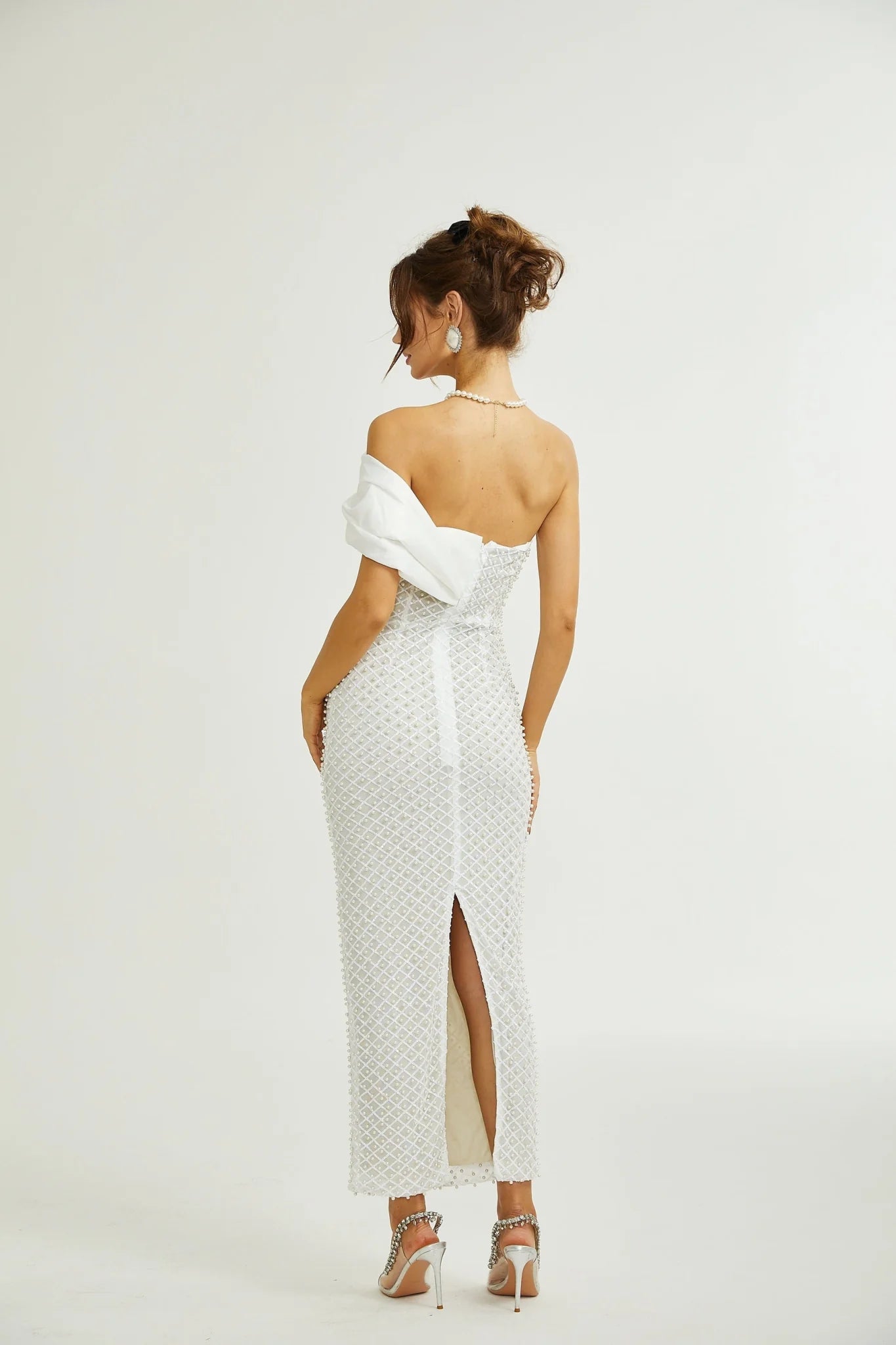 Agata Dress - Off - Shoulder - Midi - Embellished