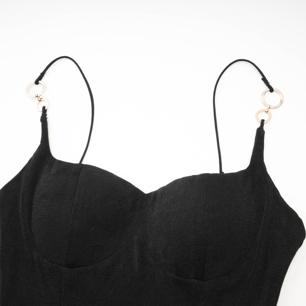 Ailbhe Bustier Maxi Dress - Spaghetti Straps - Back Slit - Bodycon Fit