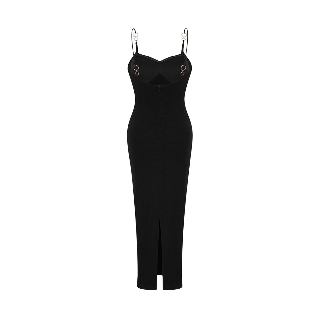 Ailbhe Bustier Maxi Dress - Spaghetti Straps - Back Slit - Bodycon Fit