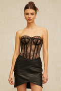 Ainsley Corset & Skirt with Lace Detail and Wrap Design in Black