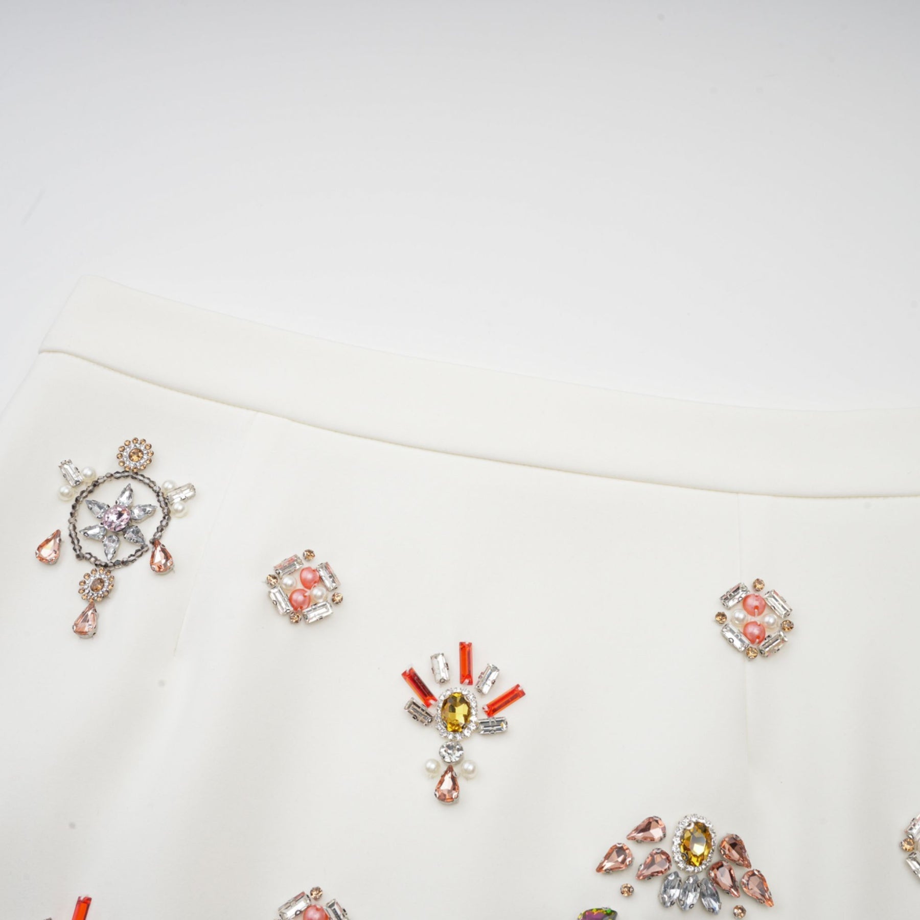 Ainsley Top & Skirt Set - Crystal Embellishment - Dart Detailing - Zippered Cuffs - Rear Zip Fastening - Lined