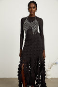 Alana Maxi Dress - Ankle Length - Fringed Design - Fabric - Disc Overlay - Rear Zip Fastening