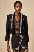 Alba Jacket & Skirt Set - Bouclé Construction - Crystal & Faux - Pearl Embellishment - Metallic Threading - Patch Pockets