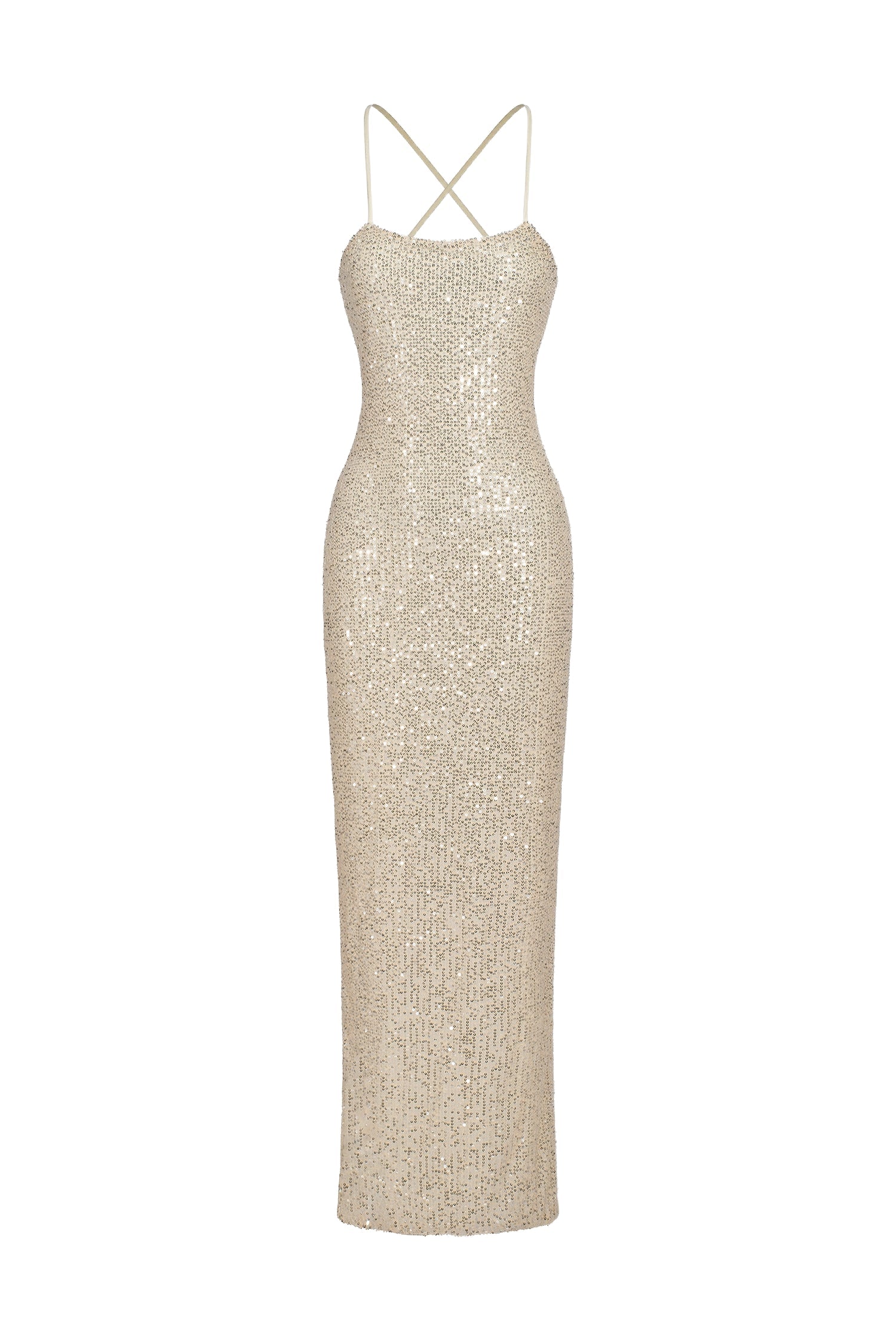 Alba Silver Backless Sparkling Detail Dress
